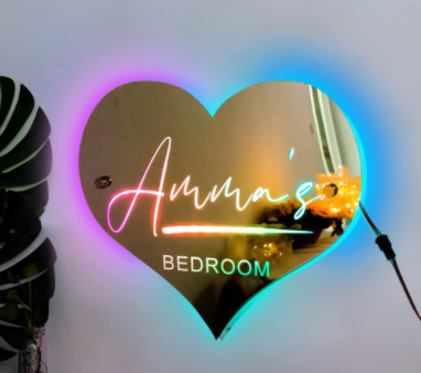 Name in Lights: LED Mirror for Personalized Bedroom Brilliance