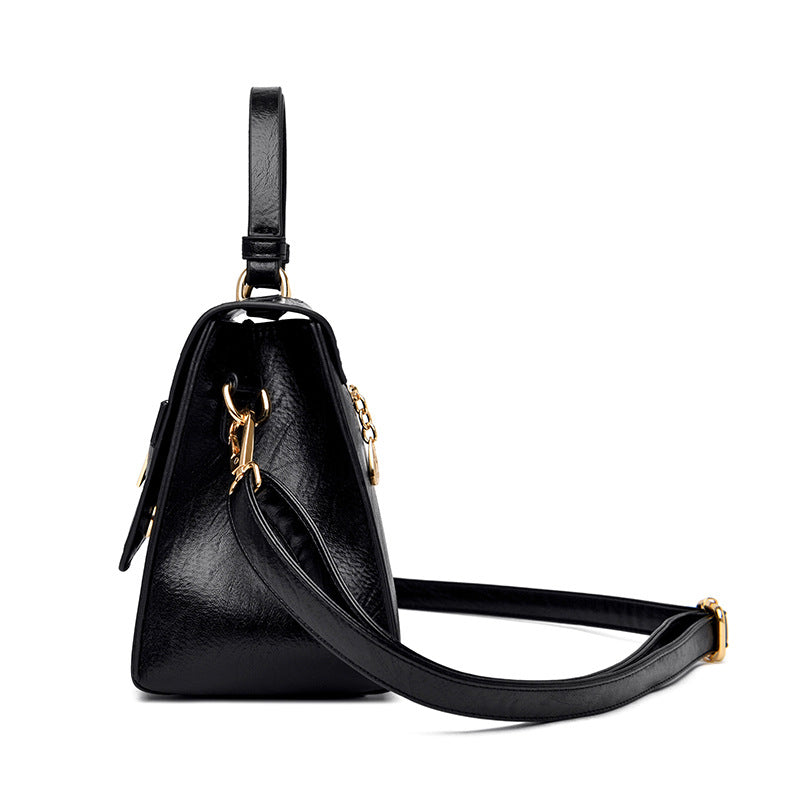 Large Capacity Leather Stone Pattern Shoulder Crossbody Bag
