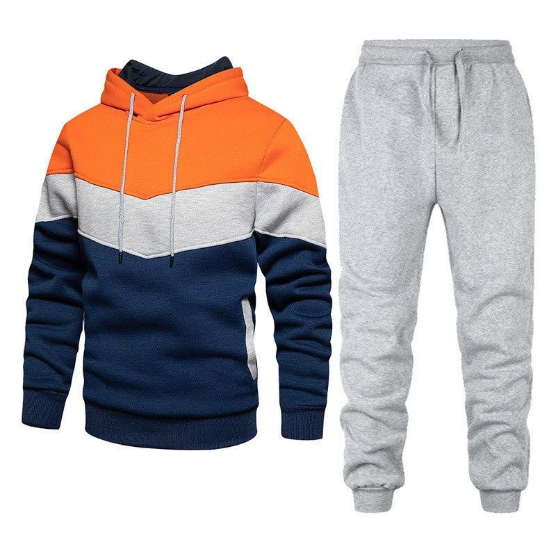 Men's Color Matching Hoodie Suit