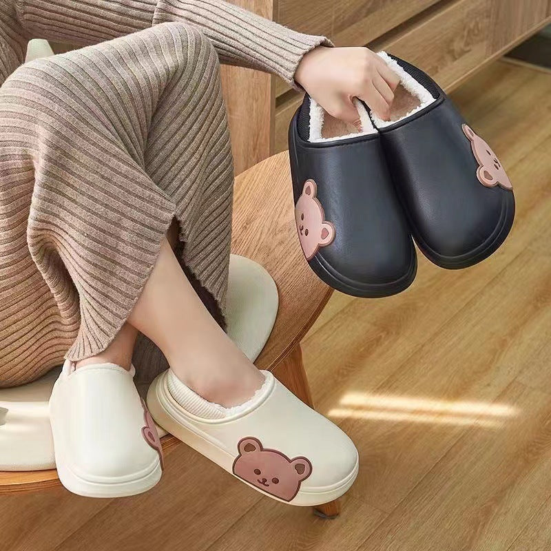 Bear Fluffy Winter House Shoes For Women