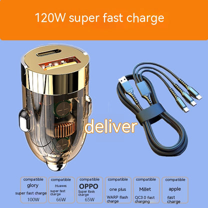 Mini Car Charger Super Fast Charge Head Transparent
