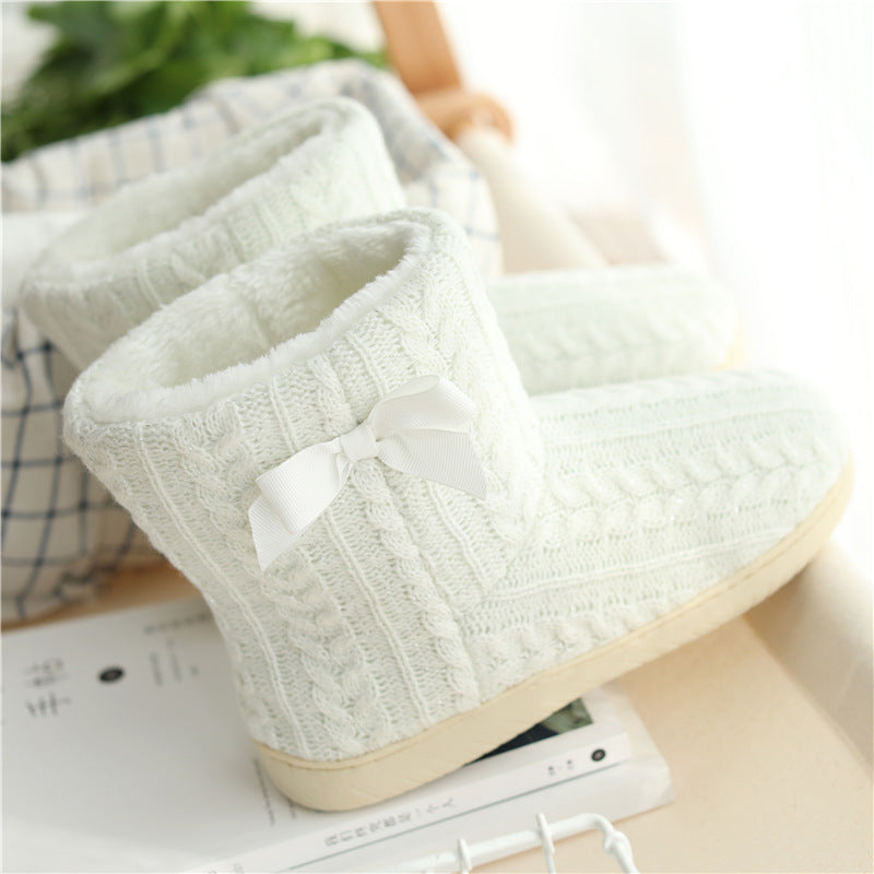 Cotton slippers women plus velvet inner bag with high-top boots