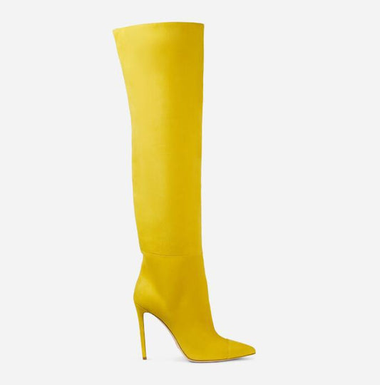 Stiletto High Heels Over The Knee Boots Suede Sleeve Women's Boots Large Size