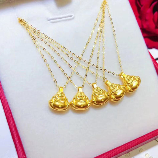 18K Yellow Gold Buddha Pendant Necklace