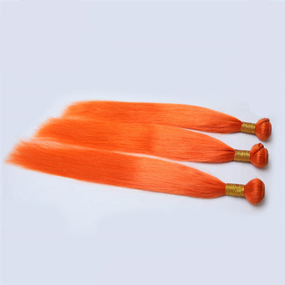 Orange Color Human Hair Curtain