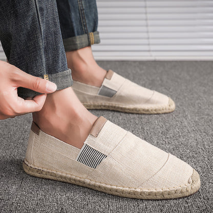 Handmade straw canvas shoes