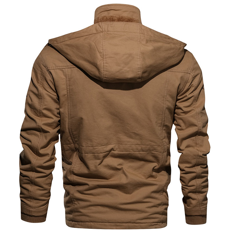 Men Winter Fleece Warm Hooded Thermal Thick Military Jacket
