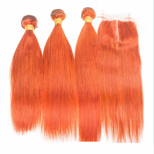 Orange Color Human Hair Curtain