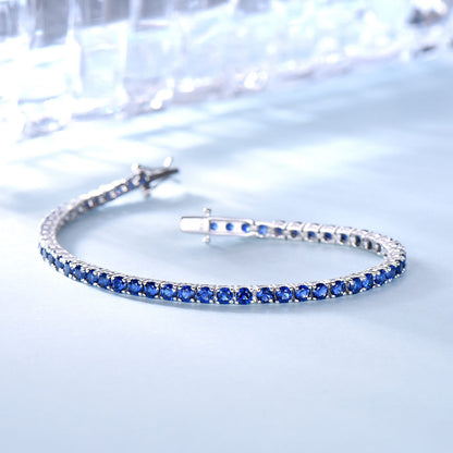 925 Sterling Silver Nano Sapphire Tennis Bracelet