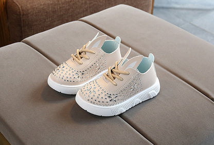 Girls' Leather Children's Diamond Princess Shoes