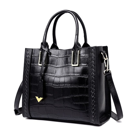 Crocodile Pattern Woven Handbag Women Leather Handbags