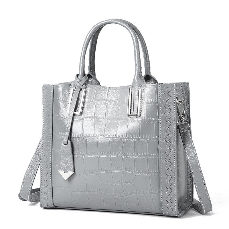 Crocodile Pattern Woven Handbag Women Leather Handbags