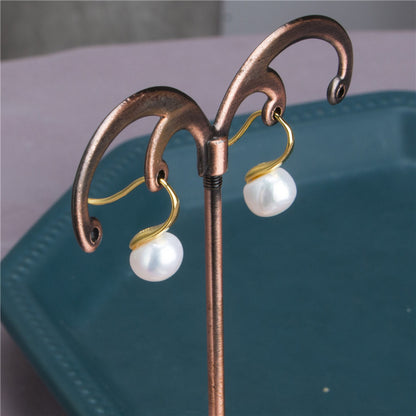 S925 Silver Simple High Heels Pearl Ear Hook Women