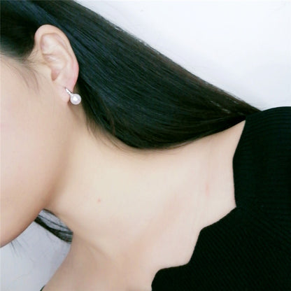 S925 Silver Simple High Heels Pearl Ear Hook Women
