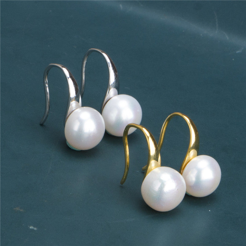 S925 Silver Simple High Heels Pearl Ear Hook Women