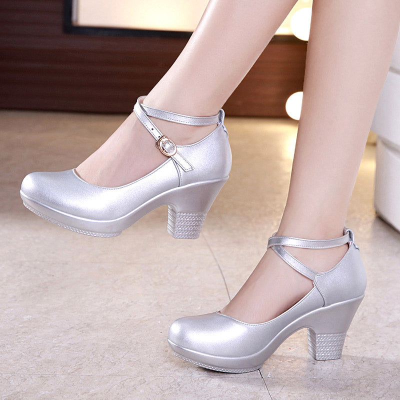 Thick-Heeled High-Heeled Mid-Heel Square Dance Shoes