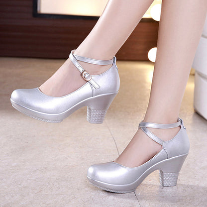 Thick-Heeled High-Heeled Mid-Heel Square Dance Shoes