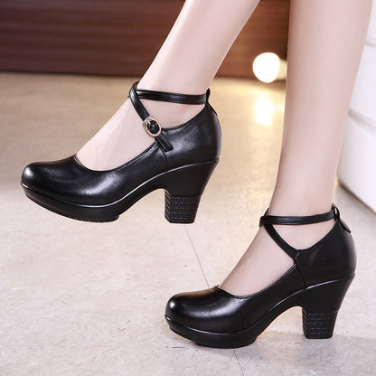 Thick-Heeled High-Heeled Mid-Heel Square Dance Shoes