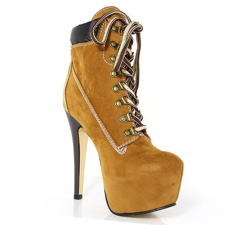 New High Heels Stilettos Fashion Ankle Boots Woman Lace Up Sexy Boots