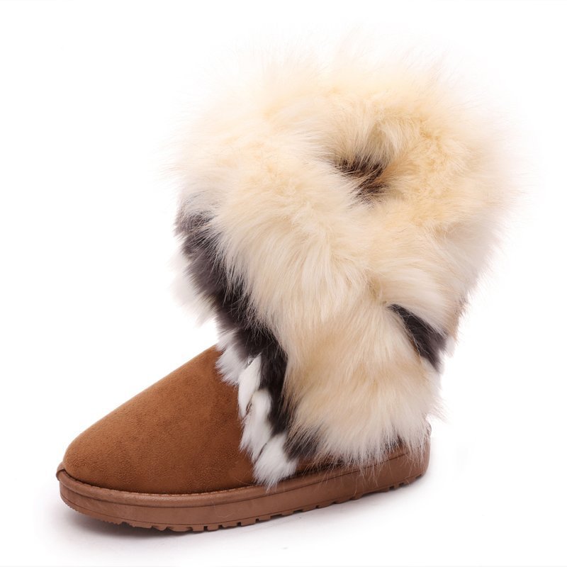 Furry Boots Imitated Rabbit Fur Snow Boots