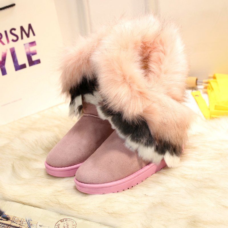 Furry Boots Imitated Rabbit Fur Snow Boots