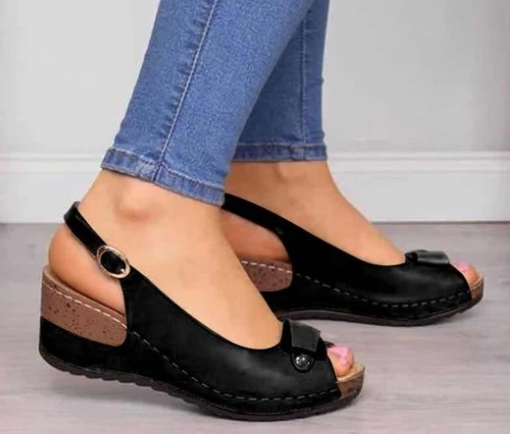 Large size medium heel mother casual single shoes women