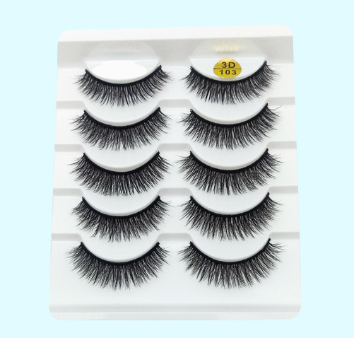 Five Pairs Of Soft Cotton Stalk Mink 3D False Eyelashes