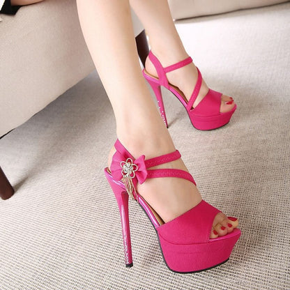 Women High Heel Sandals Women Stiletto Rhinestone Bow Sexy High Heels
