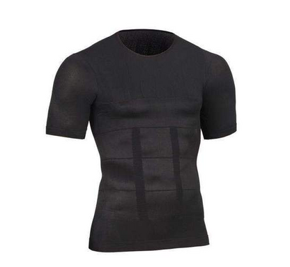 Male Chest Compression Fitness Hero Belly Buster Slimming T-shirt