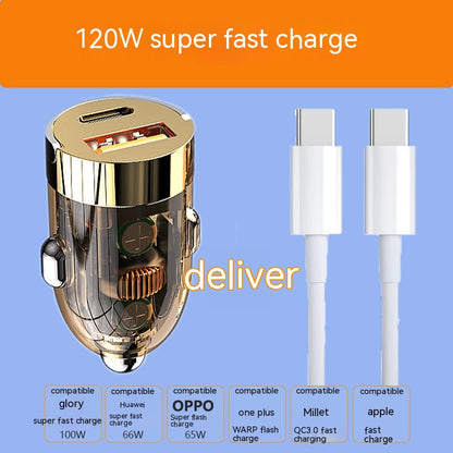 Mini Car Charger Super Fast Charge Head Transparent