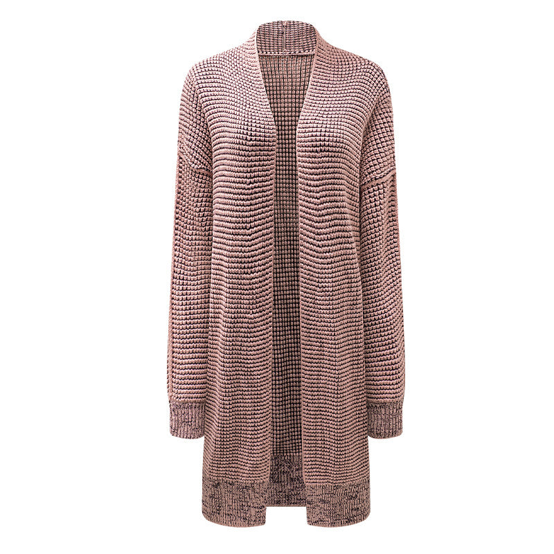 New Mid-length Knitted Smocking Women's Sweater Cardigan