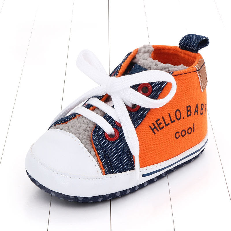 Canvas color matching letters walking shoes