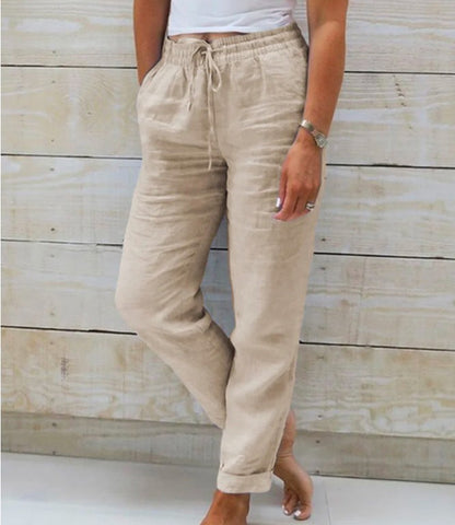 Effortless Elegance: Women's High Waist Cotton Linen Bliss