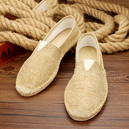 Men's handmade straw cloth shoes