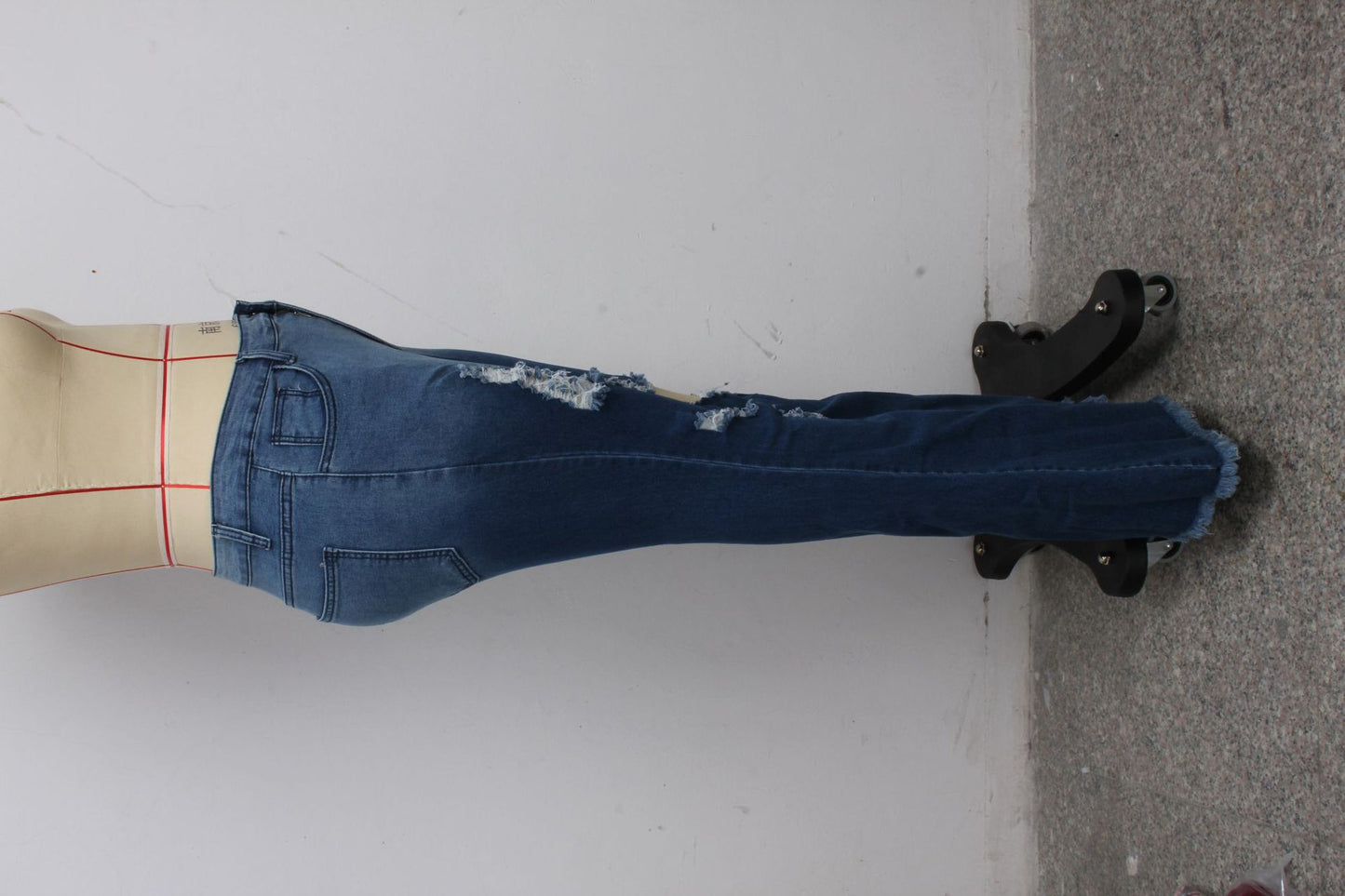 Ripped Knee Slim Denim Stretch Jeans