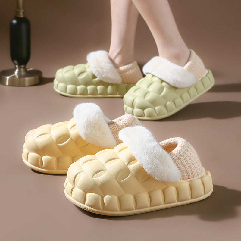 Women Bubble Shoes With Foldable Heel Warm Indoor House Slippers