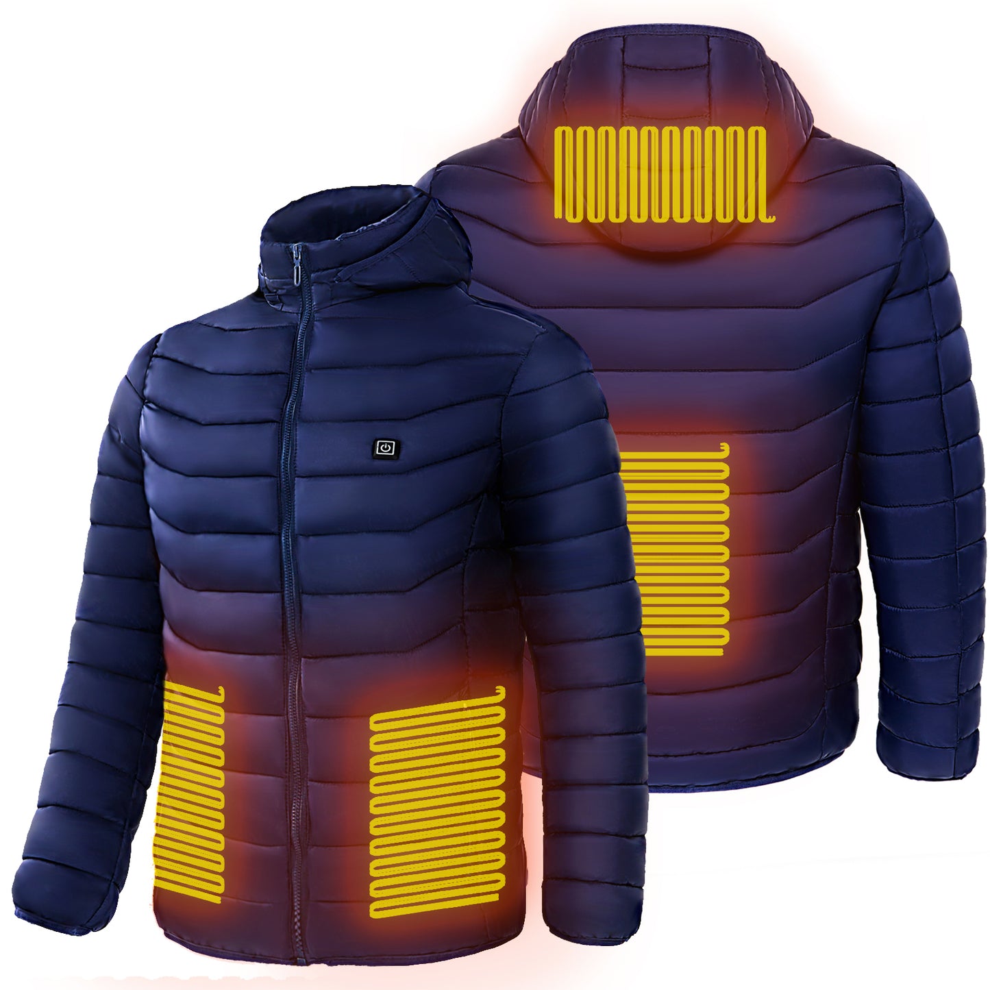 Men Heated Puffer Jacket Electric Heating Insulated Hood Windbreaker 9Heat Zones