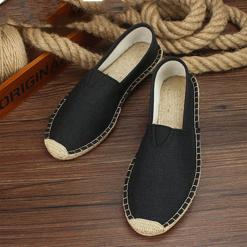 Men's handmade straw cloth shoes