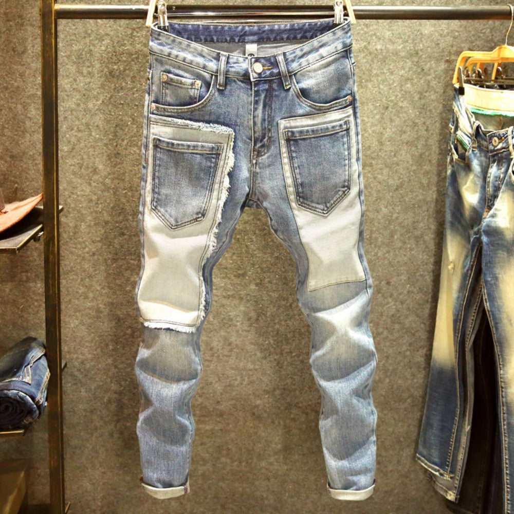 2023 men denim straight worn hole jeans