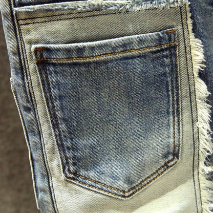 2023 men denim straight worn hole jeans