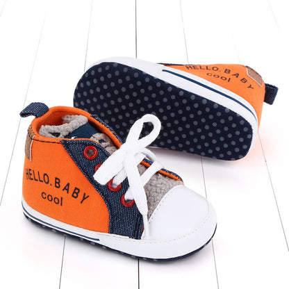 Canvas color matching letters walking shoes