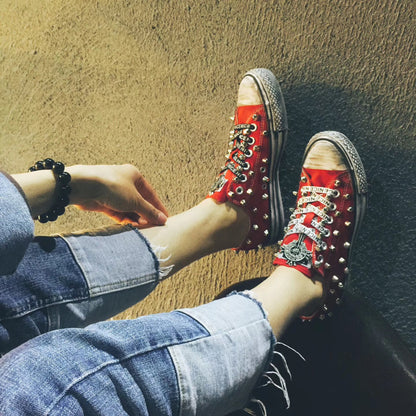 Canvas studded sneakers