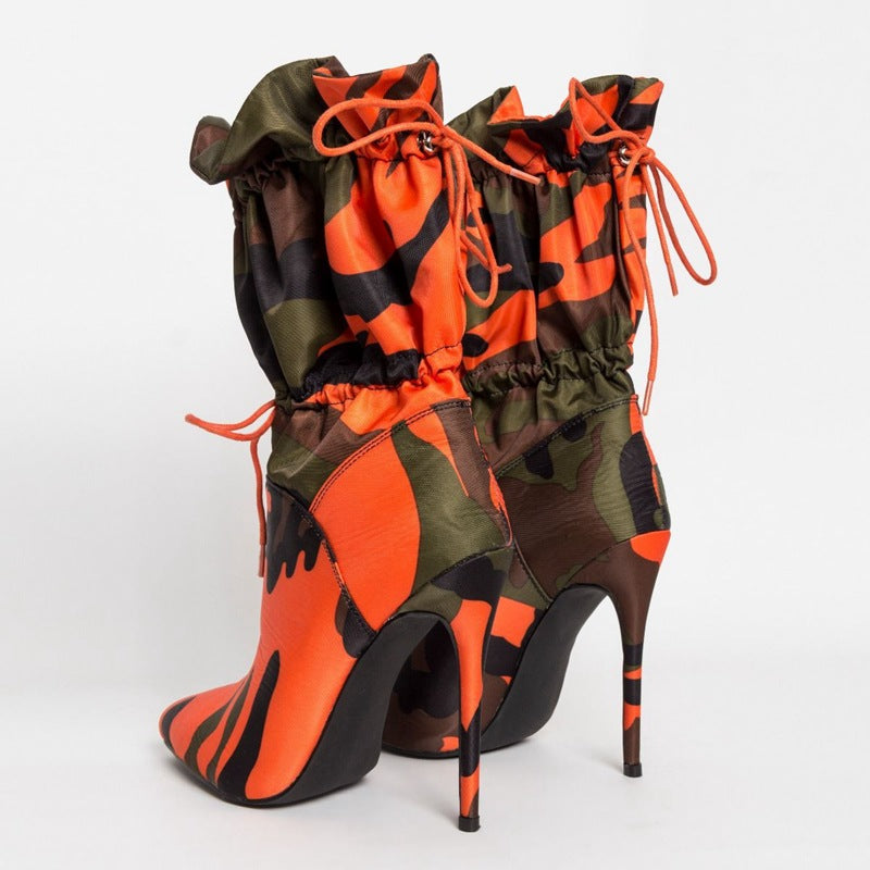 Middle-Tube Boots With High Heels And Pointed Toes
