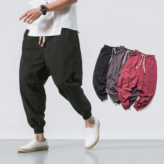 Mens Drawstring Elastic Pockets Tapered Sweatpants