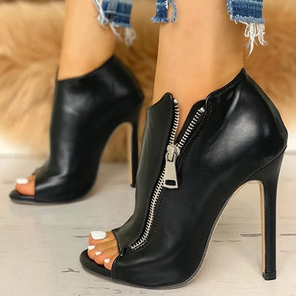 Women Hollow Square Heel Shoes Breathable Boots