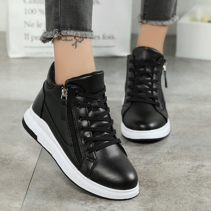 Black leather board shoes