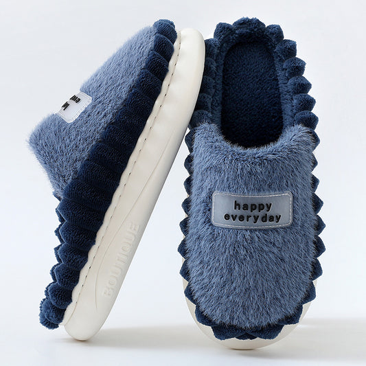 Men Thick-soled Fluffy Fleece Home Slippers