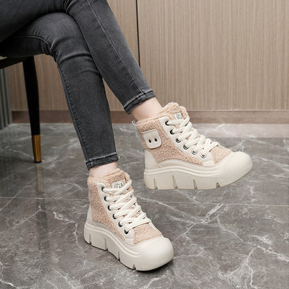 Lace-up High-top Flat Shoes