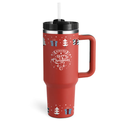 Joyful Sips Anywhere: 40oz Holiday Stainless Steel Mug
