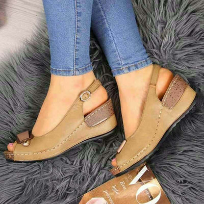 Large size medium heel mother casual single shoes women